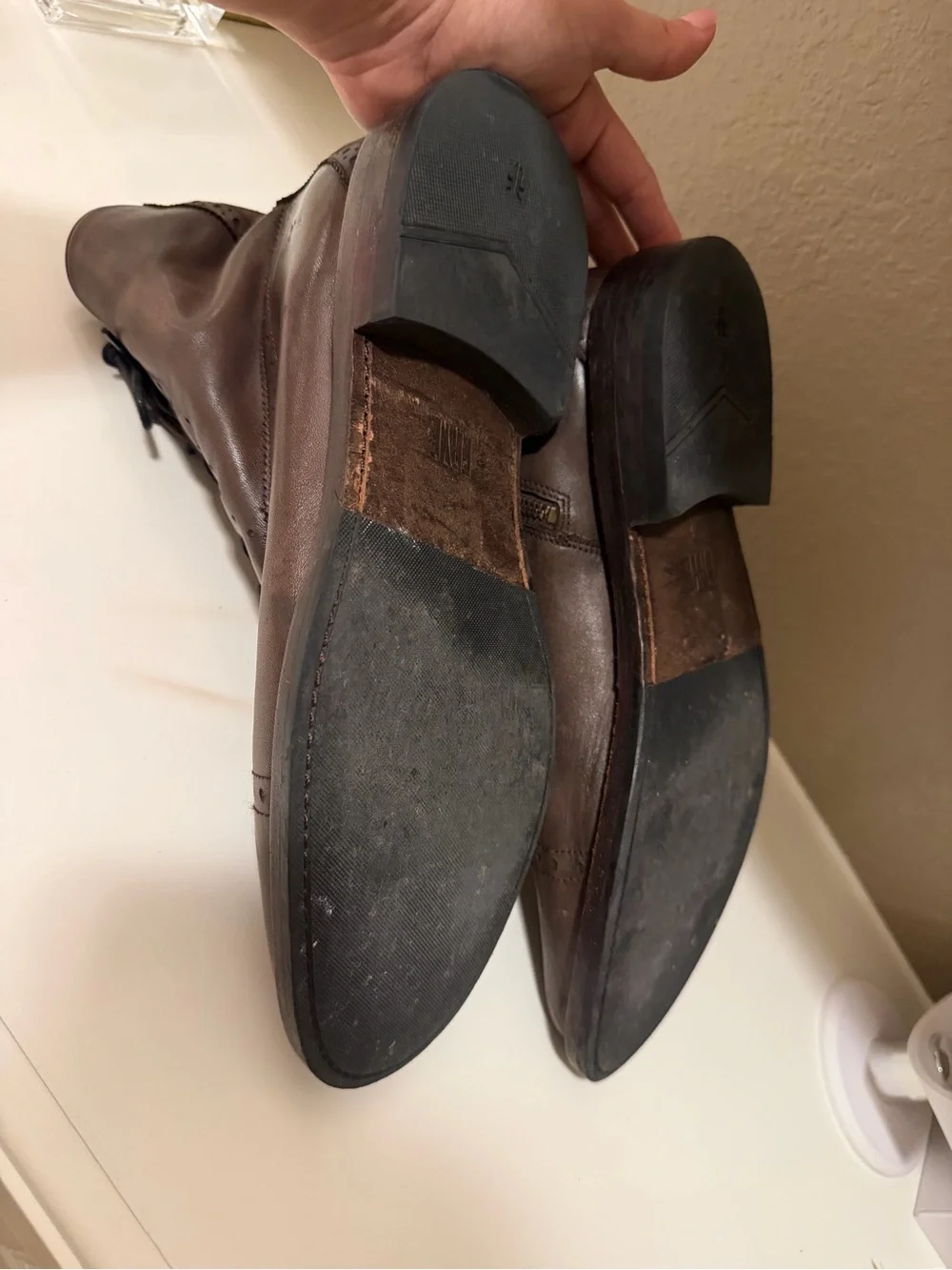 Frye Men's Dark Brown Leather Cap-Toe Lace Boot